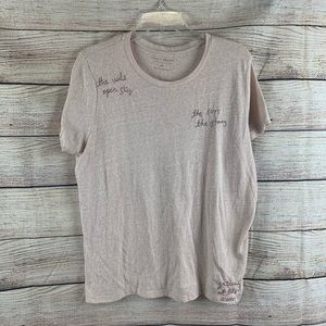 Lucky Brand Cream Embroidered Tee Size XL